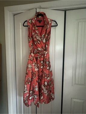 Jessica Howard Coral Floral Wrap Midi Dress
